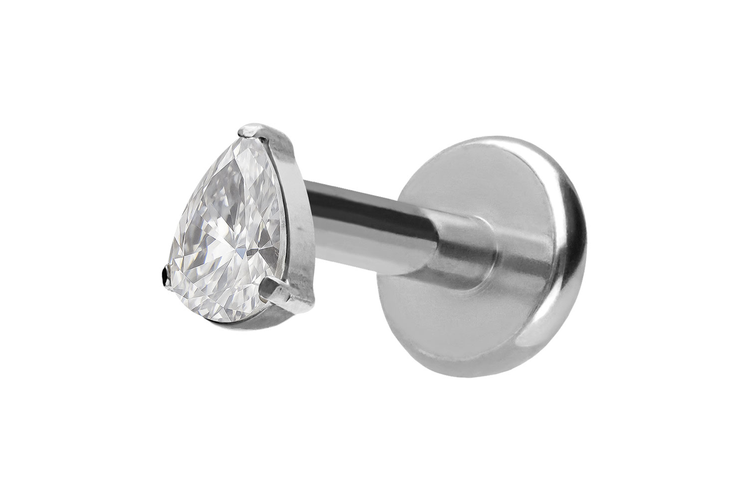 Titan Labret Piercing mit Push Fit KRISTALLTROPFEN